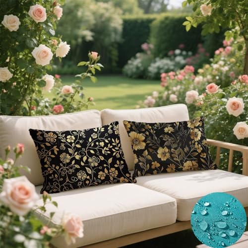 Housse coussin 50x80 lot de 2 noir imperméable extérieur X-251 - 4
