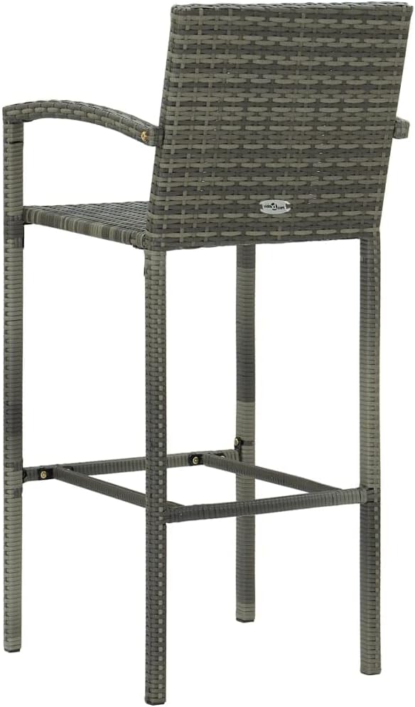 3 Piece Patio Bar Set with Armrest Poly Rattan Gray Furniture Sets
