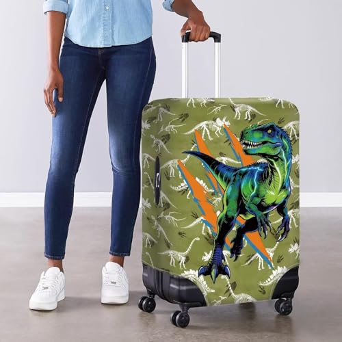 Image of Mumeson Dinosaur Luggage Cover for Suicase Washable Luggage Protector with Zip Closure Baggage Dust Covers Anti Scratch
