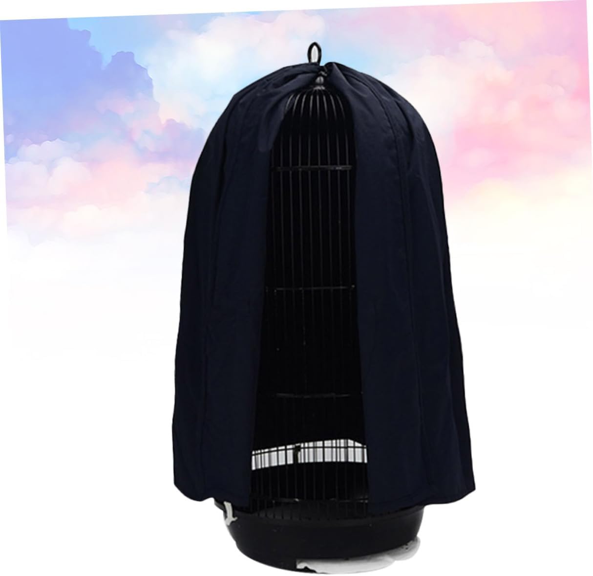 Dark Blue Round Bird Cage Cover Lightweight Breathable Net for Parrot and Birds Cage Skirt Protector with Easy Installation and Airflow Design