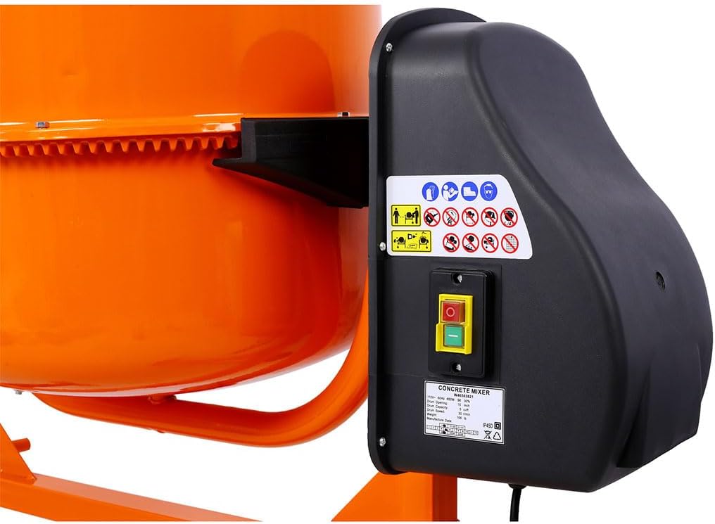 5CUFT Electric Cement Mixer, Portable Concrete Mixer Machine with Wheel and Stand 1/2 Hp Electric Mixer Machine Mortar Barrow Machine Cement Mixing Machine for Stucco Mortar Seeds Fodder