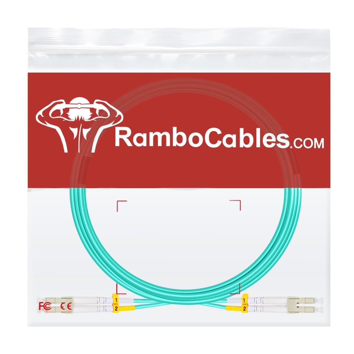 LC to LC Multimode Fiber Patch Cable, 49ft/15m-2PACK MM OM3 Fiber Optic Cable 10G/40G/100G Duplex LSZH, 𝙍𝙖𝙢𝙗𝙤𝘾𝙖𝙗𝙡𝙚𝙨