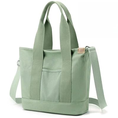 Aucuu Bolso Tote de Lona para Mujer con Bolsillo, Bolso Bandolera para Mujer, Bolso Bandolera Informal de Gran Capacidad con Correa Ajustable para Compras, Trabajo y Viajes -Verde Grande | Ya disponible en tu tienda friki favorita! En mundofriki.es!