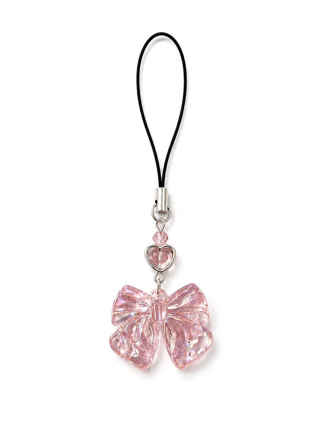 Cute Pink Crystal Bow Mobile Charm Keychain | Heart Pendant Phone Strap | Kawaii Hanging Accessory for Phone, Bag & Keys-image-28