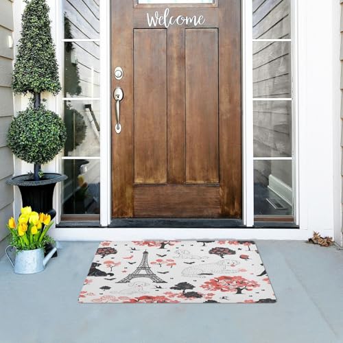 Paillasson d'intérieur absorbant 50x80 cm lavable motif Tour Eiffel - 3