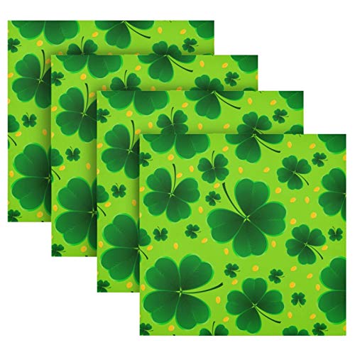 ALAZA Cloth Napkins St Patricks Day Dinner Napkins Set of 4,Reusable Shamrocks Lucky Clover Leaves Table Napkins Washable Polyester Fabric for Cocktail Party Holiday Wedding Home Decorative