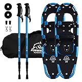 FunWater 3 in 1 Leichte Schneeschuhe für Herren Damen Aluminium Schneeschuh mit Größenverstellbar Trekking Stöcken, Bergausrüstung Wandern auf Schnee, rutschfest Schneeschuh Set 30'' Blau