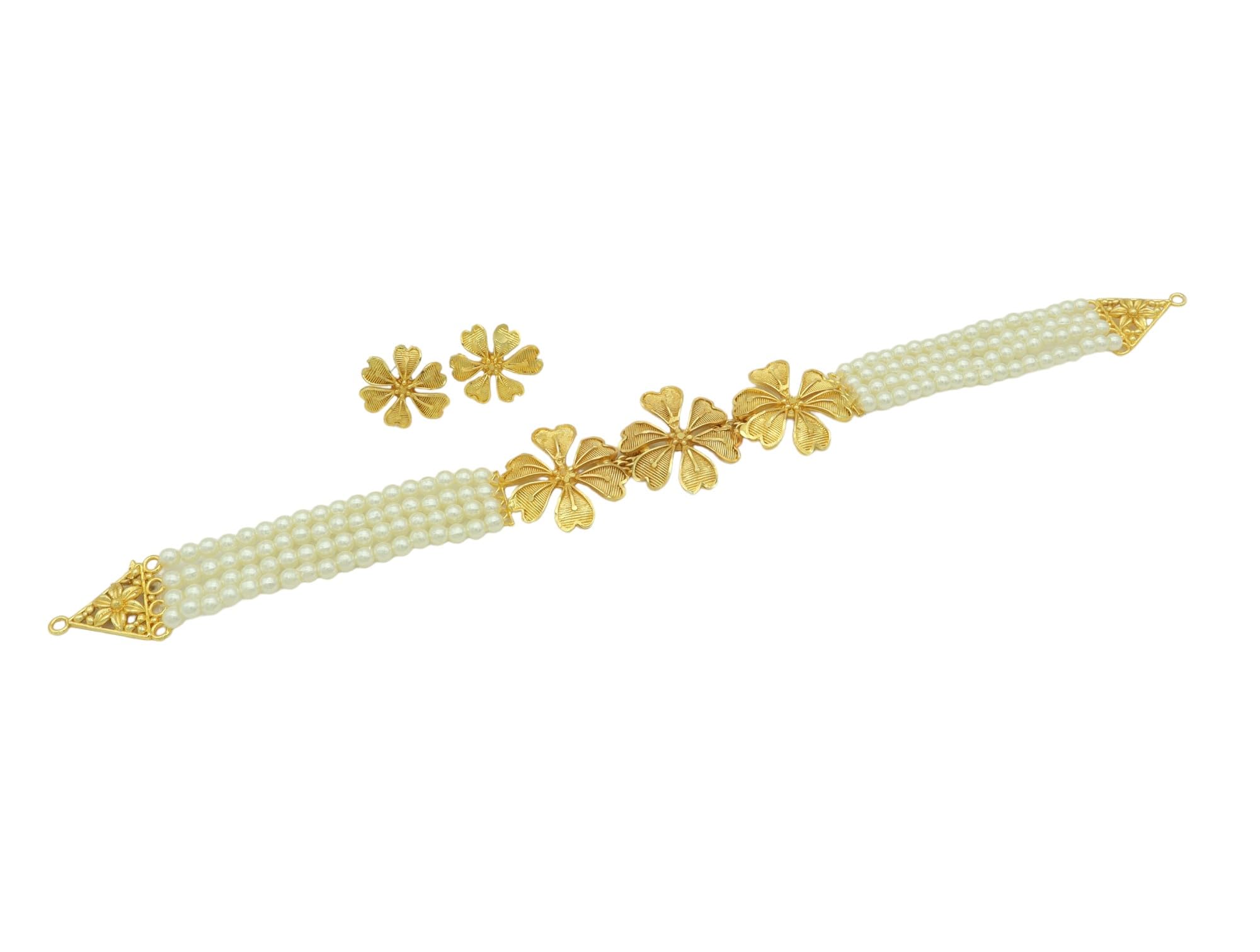 Upala Gold Plated Flower Motif Moti Choker For Girls And Women (B0CVL3VSSR) Amazon Price History, Amazon Price Tracker