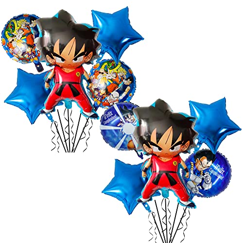 Globos de Son Goku, 10 Pedazo Globos de Papel de Aluminio de Dibujos Animados, Dragon Ball...