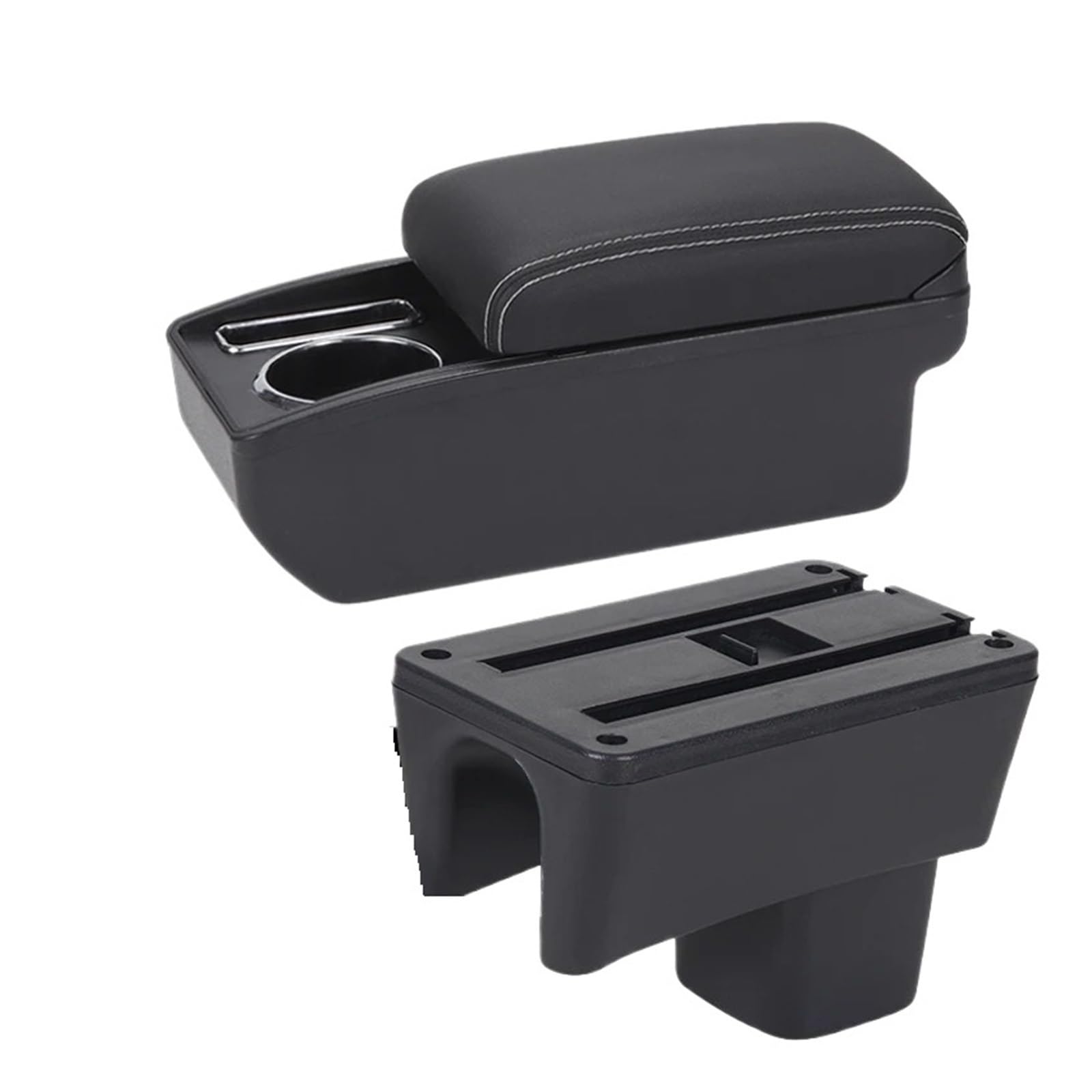 For Suzuki For Swift 2005-2024 Car Armrest Storage Box Dedicated Retrofit Interior Accessories Car Centre Console Armrest Box(C3 Black white NOUSB)