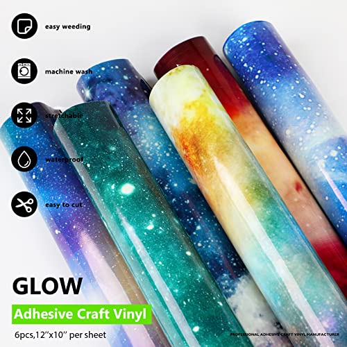 Doreenbow Glow In The Dark Vinyl Galaxy Vinyl Permanent Adhesive Craft Vinyl 12 X 10 Inch Space Pattern Vinyl For Diy Gifts Supplies #TOP3