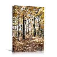 Canvas Wall Art Autumn Dramatic Forest Landscape Living Room Orange Photography Rustic - 12x18 inches