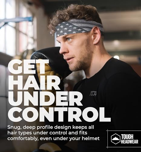 Image of Tough Headwear Tough Outfitters Headband for Men - Mens Headbands - Working Out Sports Performance Head Bands - Athletic Cycling Running Sweat Band, Football Headbands - Sweat Bands Men /Women