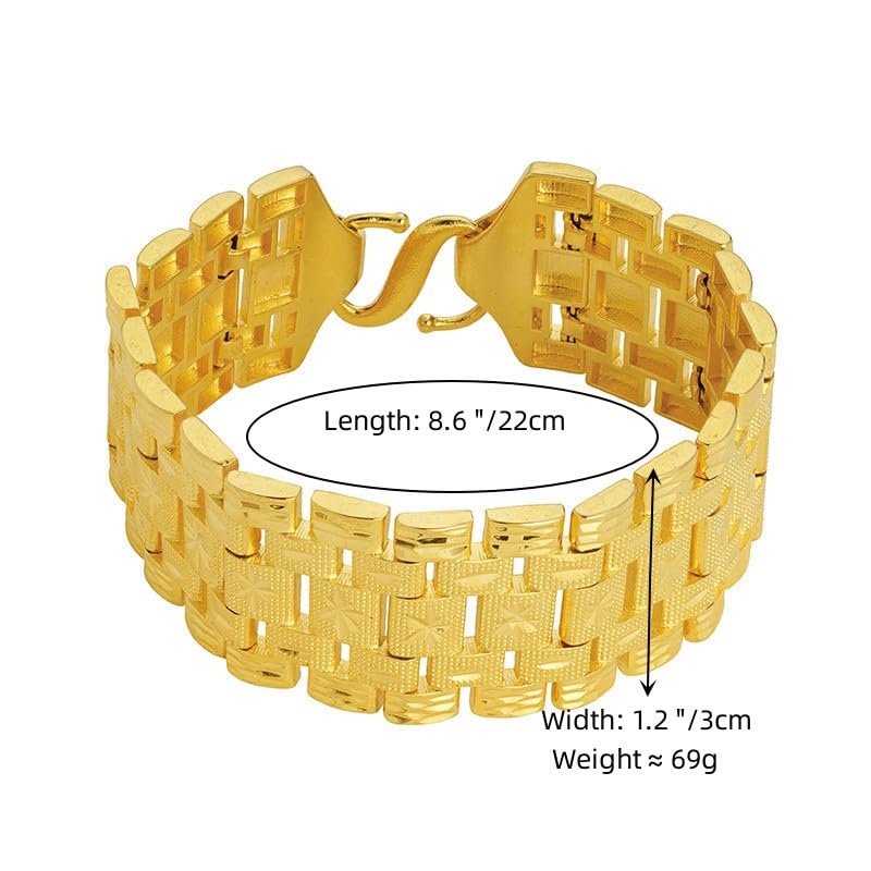 18k gold men's bracelet tank chain wide chain bracelet, hip-hop wide chain bracelet, heavy-duty Cuban chain, large2