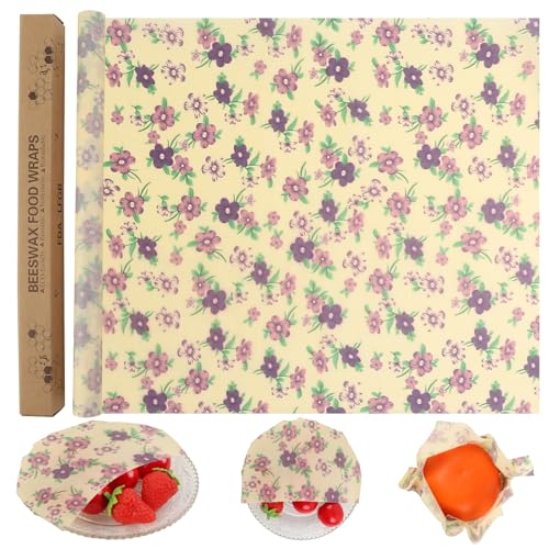 GmeDhc 1 Rollo 33 × 100 cm Papel Encerado, Envoltorio Cera De Abeja, Papel Encerado para Alimentos, Sándwich,Queso,Frutas etc.Reutilizable Envolver, Lavables