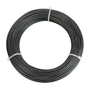 Muzata Wire Rope Black Vinyl Coated Stainless Steel 1/8