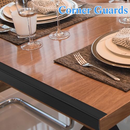 Image of Sasylvia 10 Pcs Wall Corner Protector Guards, 1-1 /2 x 48 Inches Avoid Scratching Scuffs, Black Vinyl Corner Trim Molding, Ease Install & Cleaning for Door Countertop Furniture Cabinet Protection