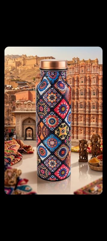Image of Copper Water Bottle multi Color Leakproof Ayurvedic Drinking water Bottle useful for Home /Office /Gym /Travel for Health Benefits presented