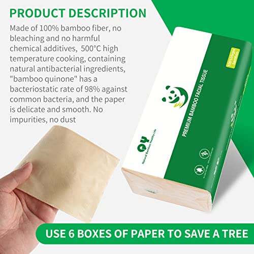 Image of Soft Durable Bamboo Facial Tissues - 3 Ply Natural Unbleached Facial Paper Dry or Wet Use 12 Packs(134 Tissue per Pack, 1608 Tissues Total)