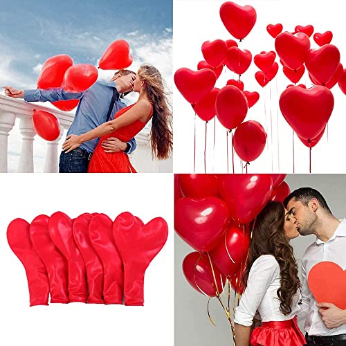 Image of Party Propz Red Heart Balloons For Decoration - 50 Pcs Heart Shape Balloons, Anniversary Balloons for Decorations, Love Balloon For Decoration, Anniversary Decoration Items (Latex)