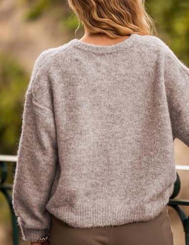 Image of Ynhonra Womens Cardigan Sweater Front Button Loose Y2k Long Sleeve Crewneck | Lightweight Knit Ribbed Hem