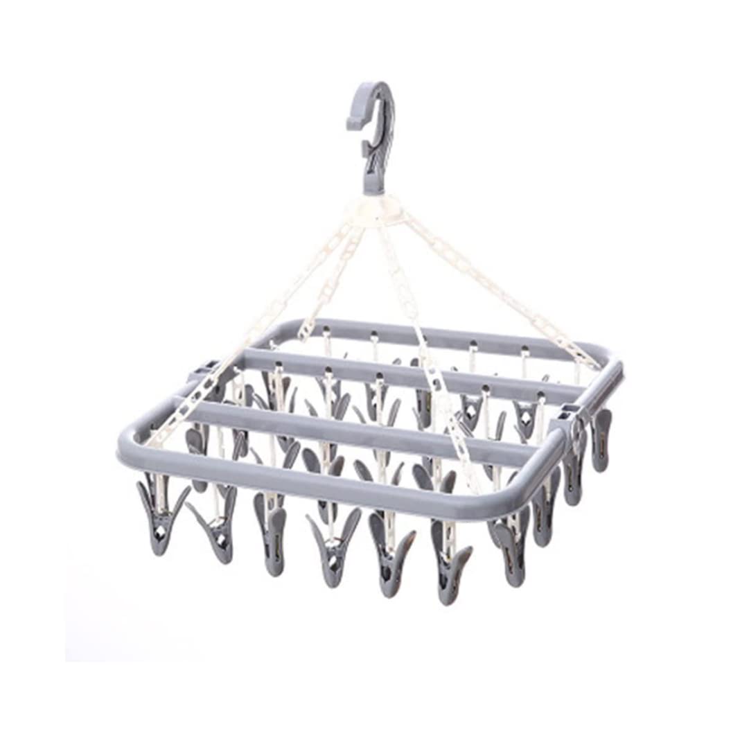 Hperu Clothes Drying Rack, 32 Clips Laundry Drying Rack Folding Sock Hanger, Underwear Hanger, Clothes Hangers for Towels, Bras, Lingerie, Baby