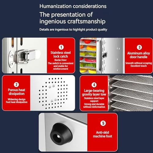 Liofilizador de 400 W con 6 capas, deshidratador de alimentos con temperatura ajustable de 35 a 90 °C, temporizador de 0 a 12 horas y flujo de aire de 360°, para frutas, verduras, carne y mariscos.