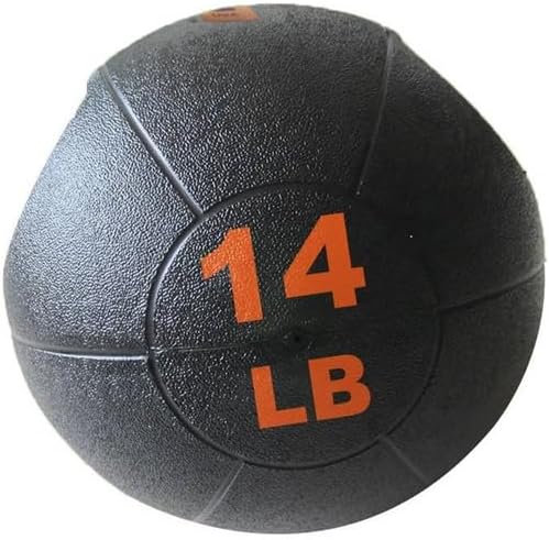 French Fitness Dual Grip Medicine Ball w/Handles – Reinforced Rubber, Textured Grip, Durable Design for Strength Training & Conditioning (14 lb)