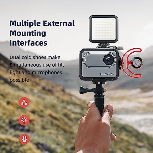 Image of Aluminum Frame Cage with Lens Silicone Corver Case and Screen Protector for Insta360 GO 3,Metal Protective Durable Housing Case with Cold Shoe Mount (Model Number 1)