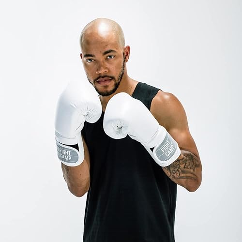 Miniatura 3 de Guantes de boxeo para hombres y mujeres, guantes de entrenamiento de cuero blanco de primera calidad, guantes de boxeo hechos a mano de 16 y 12 onzas