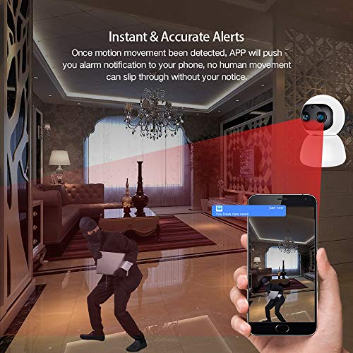 SDETER 1080P WiFi 10X Zoom Camera, Switchable Dual Lens Siren Alarm Sound IP Security Camera with Night Vision Motion Detection for Baby Pet Elder - Thumbnail 6