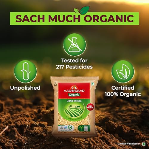 Image of Aashirvaad Organic Urad Dal (Whole), 1kg, 100% Organic Urad Dal Rich in Protein (Pack of 3)