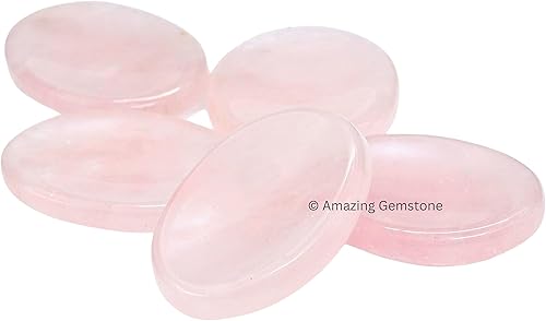 Miniatura 5 de Piedra de cuarzo rosa para el pulgar para curar la ansiedad, cabujón ovalado para collar de bricolaje, fácil de llevar, piedra de palma de bolsillo