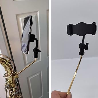 Alto Saxophone/Tenor Saxophone Phone Holder Sax Lyre Clip Phone Holder Square 4mm x 4mm Socket Adjustable Angle