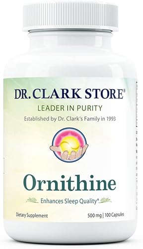 Dr Clark - Suplemento dietético Ornitina, sin gluten, ayuda natural para dormir, promueve el metabolismo de las proteínas, la limpieza y la