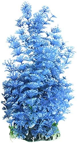 Image of Plastic Aquarium Plant /Grass Decorative, Blue /White