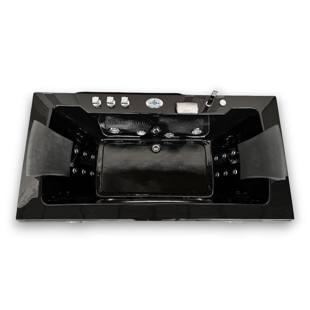 VASCA BAGNO IDROMASSAGGIO NERA MODELLO HYPNOTIC 180 X 90 CM CROMOTERAPIA SPA 2 PERS NUOVA