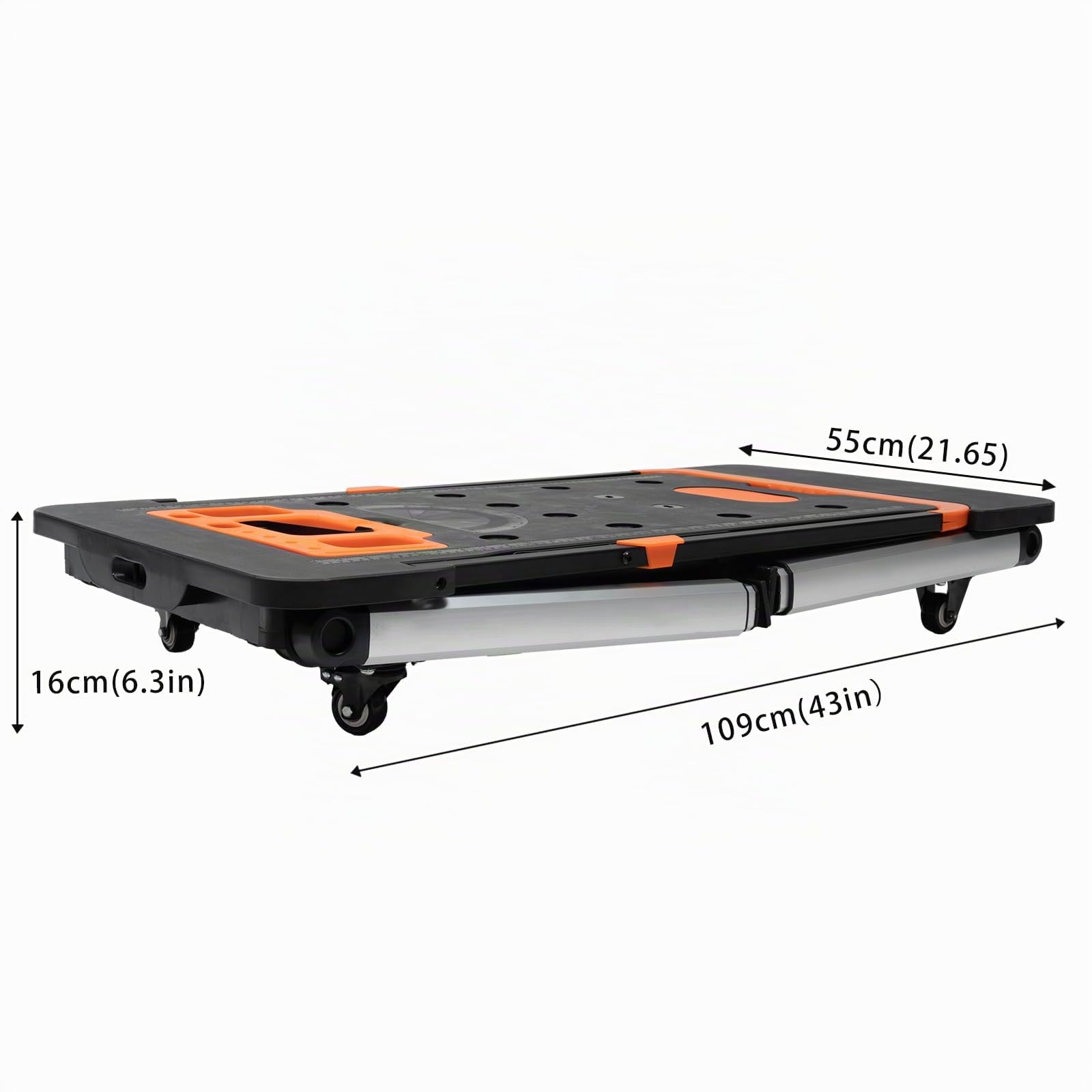7-in-1 Klappbare Werkbank, Mobile Rollbrett Werkbank Transportwagen Handwagen Bis 150KG Handkarren Plattform Klappbar Arbeitsbühne Werktisch