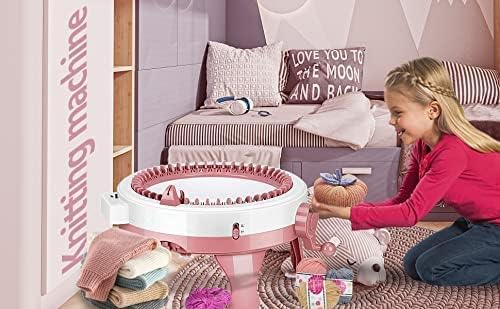 Miniatura 7 de FYGAIN SENTRO Máquina de tejer 48 agujas con contador de filas, tabla de tejer giratoria Kits de máquina de telar de punto doble