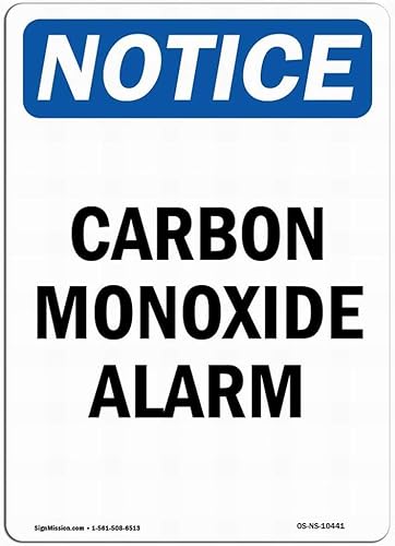 Letrero de seguridad de 8 x 12 pulgadas, letrero de aviso de la OSHA, letrero de aviso de OSHA - Alarma de monóxido de carbono, arte de pared,