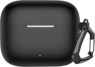 Anvique Silicone Protective Case Cover for Oppo Enco Buds 3 Pro, Earbuds Accessories (Black with Premium Carabiner)