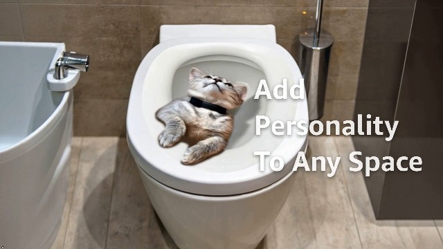 Autocollant WC Motif Chat - 30 Cm, Imperméable, Amovible Sans Résidu, Décoration Salle De Bain Ludique