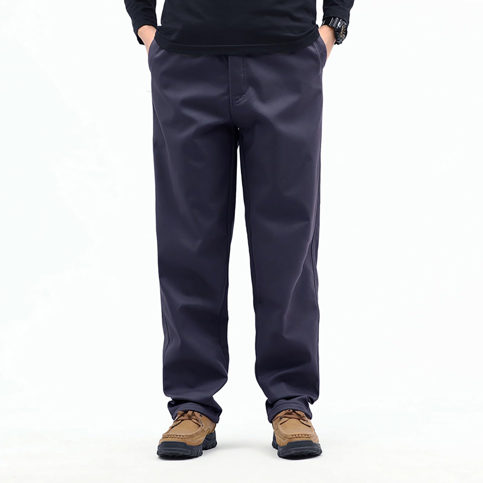 Pantalones de chándal térmicos para hombre, impermeables, con cintura plisada y expandible, corte clásico, pantalones militares para hombre