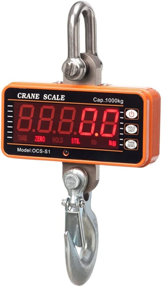Hanging scale, Industrial Heavy Duty Hanging Scale 500Kg/ 1100Lb High Precision Digital Crane with Remote LCD Backlit Tare Function(Orange,500KG/10kg)