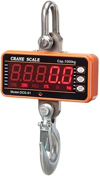 Hanging scale, Industrial Heavy Duty Hanging Scale 500Kg/ 1100Lb High Precision Digital Crane with Remote LCD Backlit Tare Function(Orange,500KG/10kg)