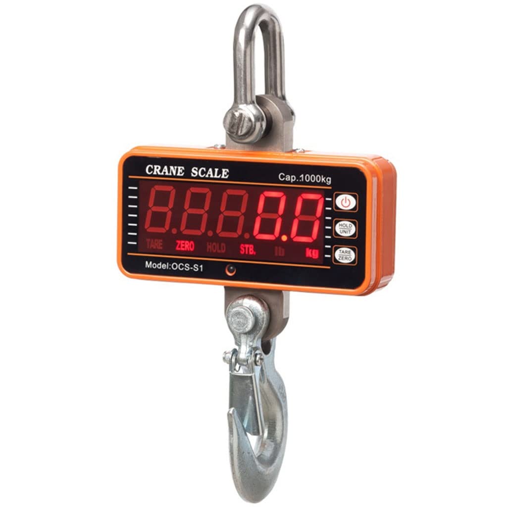 LKLNKVL Hanging scale, Industrial Heavy Duty Hanging Scale 500Kg/ 1100Lb High Precision Digital Crane with Remote LCD Backlit Tare Function(Orange,500KG/10kg)