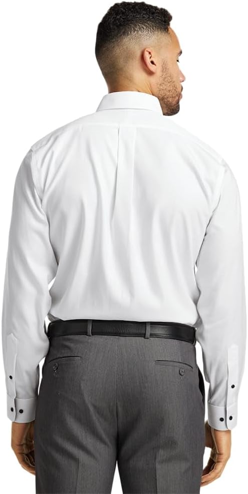 Paul Fredrick Men's Classic Fit Comfort Stretch Non-Iron Solid Dress Shirt - Image 5