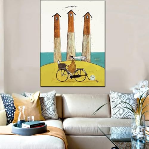 Toile minimaliste phare pour revitaliser un mur blanc de salon