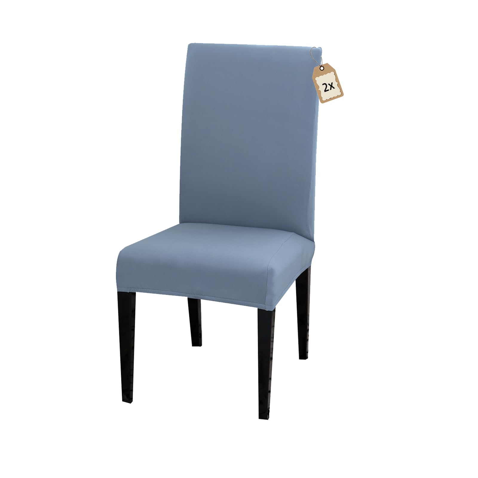 FIGOOO Coprisedie Elasticizzati con Schienale 2 Pezzi Coprisedia per Sala da Pranzo Spandex Fodera per Sedia da Cucina Universale Lavabile Decorazioni per la Casa Cucina(Grigio-Blu,2pcs)