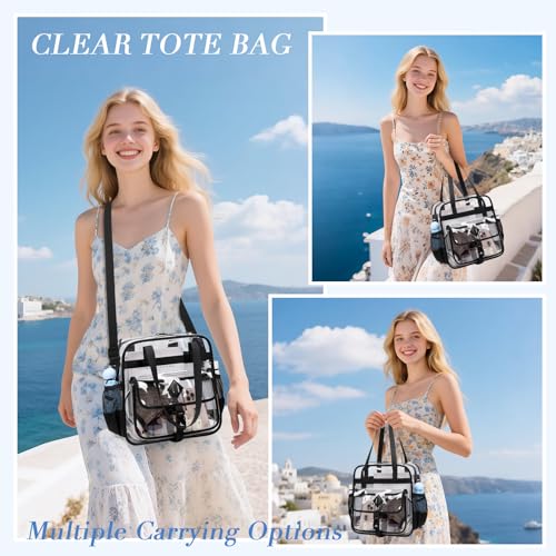Image of MOONBABY Clear Bag for Stadium Events, Clear Transparent Tote Bag with Detachable Strap for Sports, Concert, Work,Travel